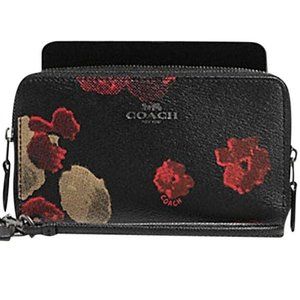 COACH leather wristlet black/red/poppy